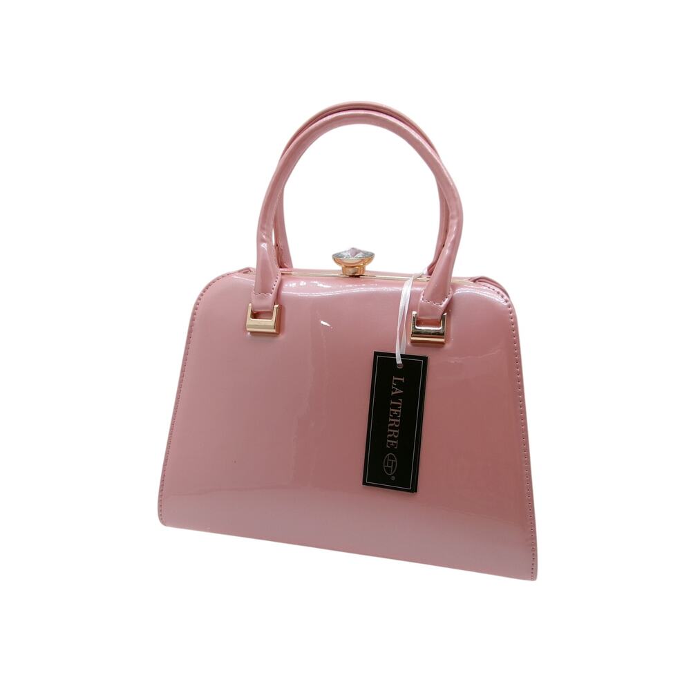 Charming Mauve Patent Leather Top Handle Handbag